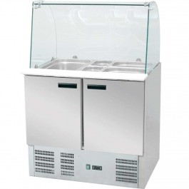 Saladette mit Glasaufsatz, mit zwei Türen, für 10 x GN 1/4 (150 mm), Abmessung 900 x 700 x 1300 mm (BxTxH) von Stalgast