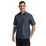 Chef Works Unisex Denim Hemd Detroit kurzarm blau L