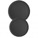 Tablett rund, mit rutschhemmender Oberfläche, schwarz, Ø 35,5 cm, Höhe 2,5 cm