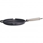 Grillpfanne aus Gusseisen, rund, mit Edelstahlgriff, Ø 25 cm