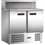 Pizzatisch mit Kühlaufsatz, zwei Türen, für 5 x GN 1/6 (150 mm), 900 x 700 x 1075 mm (BxTxH)