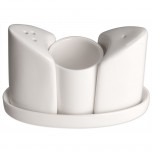 Serie Elegantia Menage  3-teilig Salz/Pfeffer/Zahnstocher inklusive einer Platte