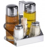 Menage 5-teilig Essig, Öl, Salz & Pfeffer &