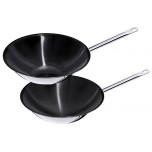 Wok Edelstahl mehrschichtig flacher Boden, Antihaft