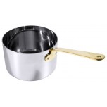 Stielkasserolle 7 cm, tief Edelstahl mit Messinggriff