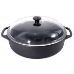 Eisenguss-Bräter rund 3 l mit Glasdeckel 24 cm