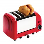 Dualit Toaster 4 Edelstahl + Rot
