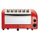 Dualit Toaster 6 Edelstahl + Rot