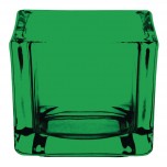 Olympia Teelichthalter aus Glas quadratisch grün 