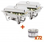 SONDERANGEBOT 2x Milan Chafing Dish mit 72x flüssigem Brennpastengel
