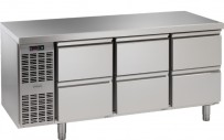 Kühltisch, 3 Abteile, steckerfertig, mit 6 Schubladen 1/2 Korpushöhe: 650 mm, Tiefe: 700 mm