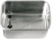 Einlassbecken 500 x 300 mm, H: 300 mm, 1 mm Wandstärke, mit Ablaufventil und Standrohr (Kunststoff/ Edelstahl)