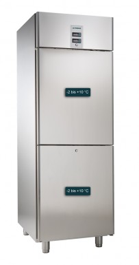Umluft-Gewerbekühlschrank, für GN 2/1, mit 2 getrennt regelbaren Kühlabteilen