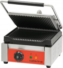 Kontaktgrill CATERINA, mit Polymerbeschichtung, unten gerillt/oben gerillt, 300 x 390 x 195 mm (BxTxH)