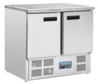 Polar Thekenkühltisch mit Marmorarbeitsfläche 2türig 240Ltr