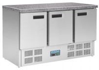 Polar Thekenkühltisch mit Marmorarbeitsfläche 3türig 368Ltr