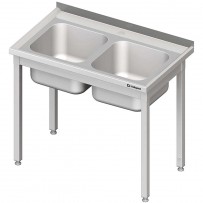 Spültisch ohne Grundboden 1000x600x850 mm, mit zwei Becken mit Aufkantung, Selbstmontage