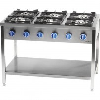 Gasherd Serie 700 - G20, 6-Brenner (3,5+3x5+2x7), 1200 x 700 x 850 mm (BxTxH)
