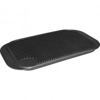 Brat- und Grillplatte aus Gusseisen, doppelseitig (gerillt/glatt), Abmessung 48 x 26 cm
