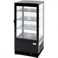 Kühlvitrine mit LED-Innenbeleuchtung, 78 Liter, schwarz, Abmessung 428 x 386 x 960 mm (BxTxH)