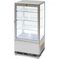 Kühlvitrine mit LED-Innenbeleuchtung, 78 Liter, silber, Abmessung 428 x 386 x 960 mm (BxTxH)
