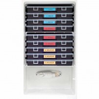 Rückstellprobenschrank, HACCP, inklusive Kassetten mit Probebehältern, Abmessung 470 x 510 x 840 mm (BxTxH)