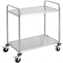 Servierwagen aus Edelstahl, mit zwei Borden, 860 x 540 x 920 mm (BxTxH)