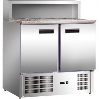 Pizzatisch mit Kühlaufsatz, zwei Türen, für 5 x GN 1/6 (150 mm), 900 x 700 x 1075 mm (BxTxH)