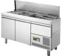 Saladette, 2 Türen, mit Schublade über dem Maschinenfach für 4 x GN 1/1
