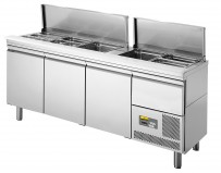 Saladette, 3 Türen, mit Schublade über dem Maschinenfach für 5 x GN 1/1
