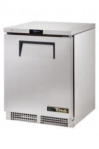 Unterbautiefkühltisch, außen CNS, innen Aluminium, Boden CNS, R290