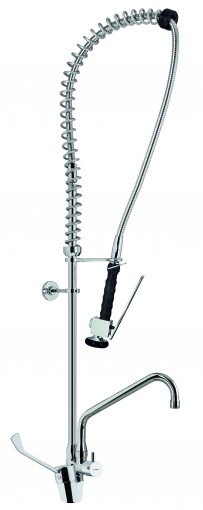 Premium Geschirrbrause (1LBS), Garnitur 1/2 Zoll, mit Einlochbatterie und Ventil am Standrohr mit Schwenkauslauf A 300 mm