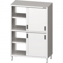 Durchreiche-Hochschrank mit Schiebetüren 800x600x1800 mm mit zwei Schrankräumen, verschweißt