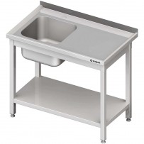 Spültisch mit Grundboden 1200x600x850 mm, mit einem Becken links, mit Aufkantung, verschweißt