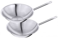Wok Edelstahl mehrschichtig runder Boden
