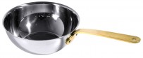 Mini Wok aus Edelstahl 12 cm mit Stiel aus Messing