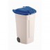 Rubbermaid mobiler Abfallcontainer mit blauem Deckel 100L